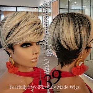 Sexy platinum blonde human hair pixie wig